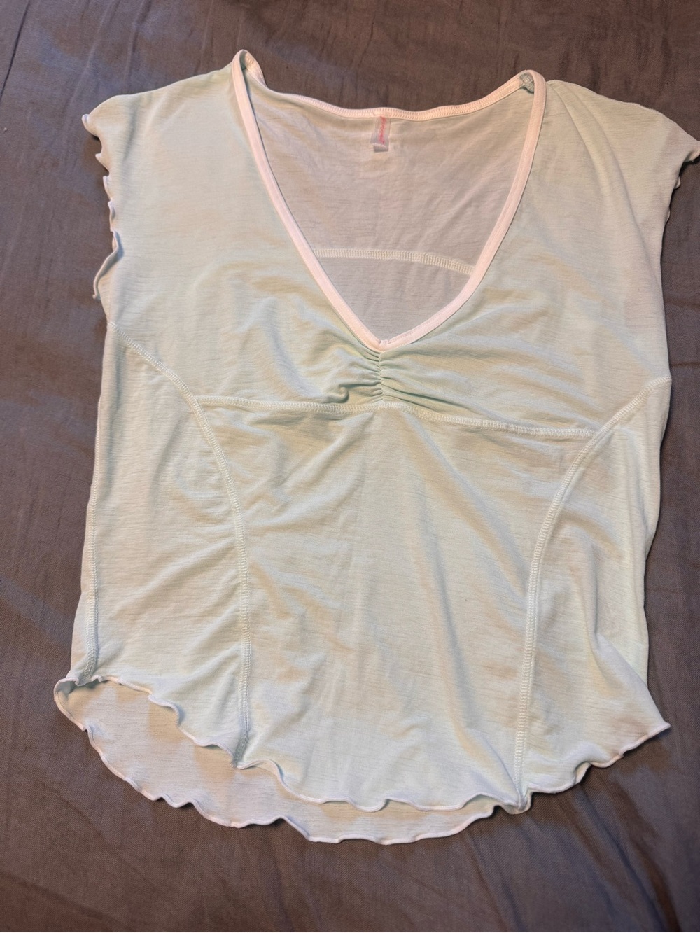FP Movement by Free People Light Mint V-Neck Tank with Ruched Bust